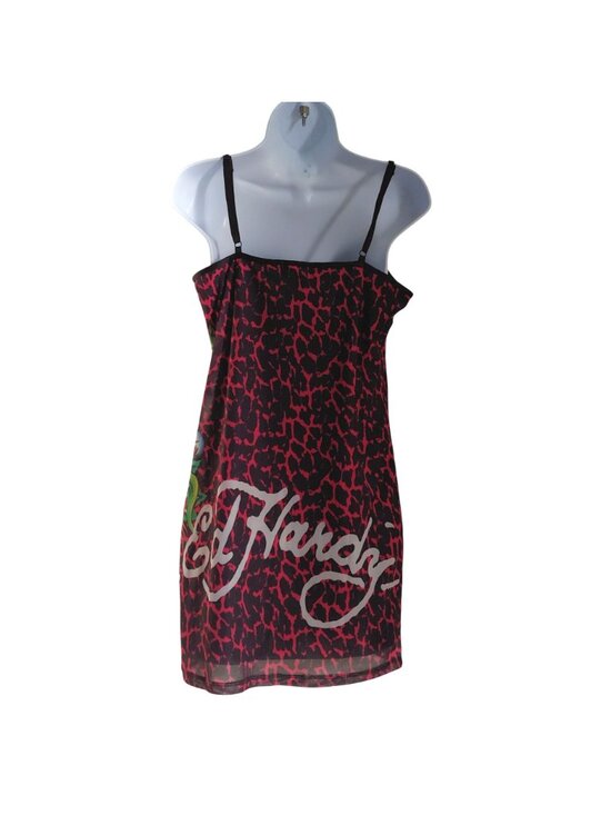 Ed Hardy Slip Dress Tattoo Snake Bratz Sleeze Y2K Mini Strappy Edgy Clubwear L - Picture 3 of 12